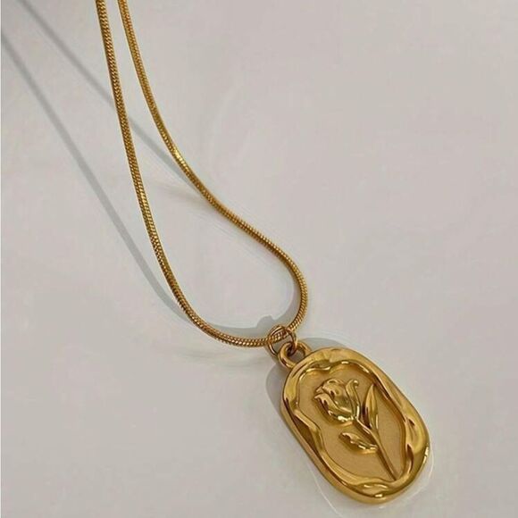 Gold rose Necklace N839 - Picture 1 of 6